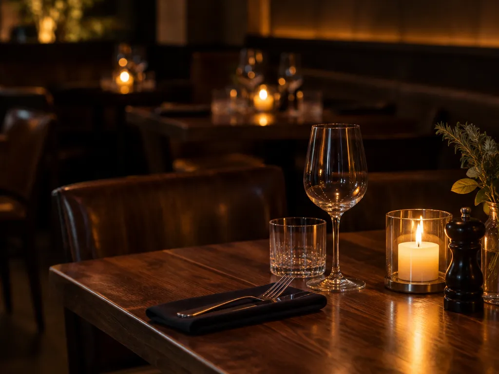 Candlelit table at a steakhouse